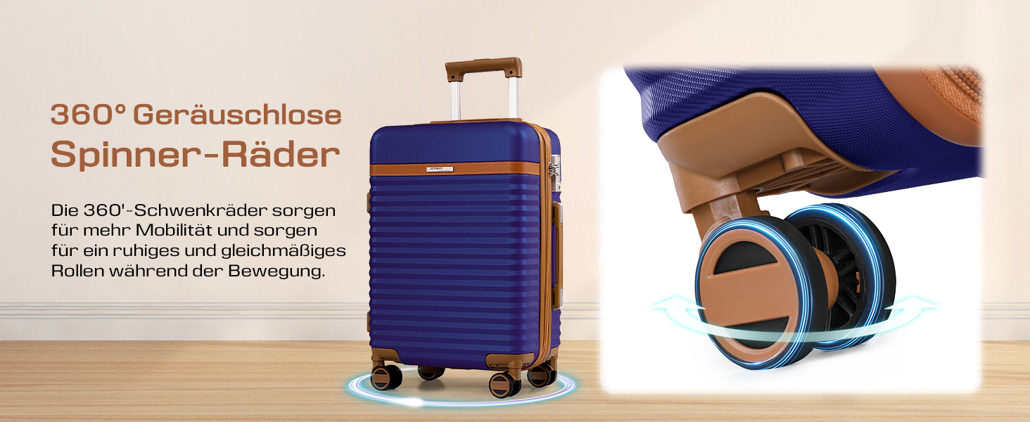 Набір валіз Joyway 5шт з ABS пластику, розширюваний, з TSA-замком, 4 колеса, 1 сумка, 1 органайзер, темно-синій