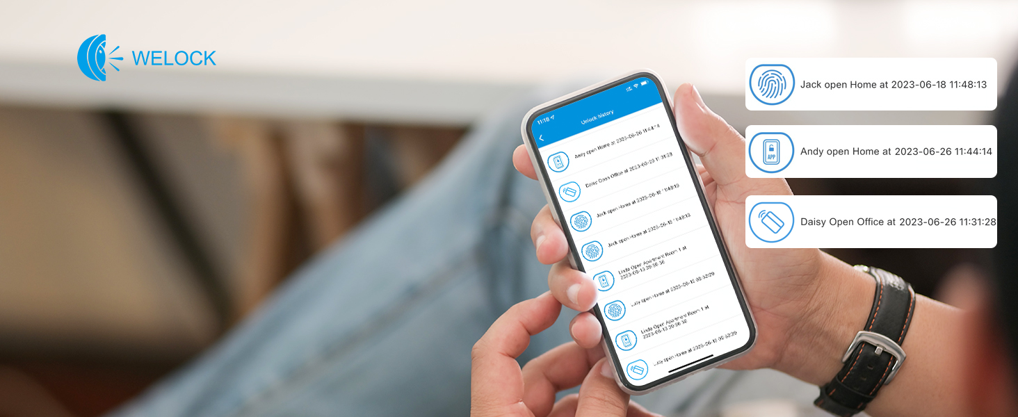 Електронний дверний замок WELOCK Touch41 з відбитком пальця, Wi-Fi, Bluetooth, RFID, IP65, для дверей 50-100 мм, сумісний з Alexa