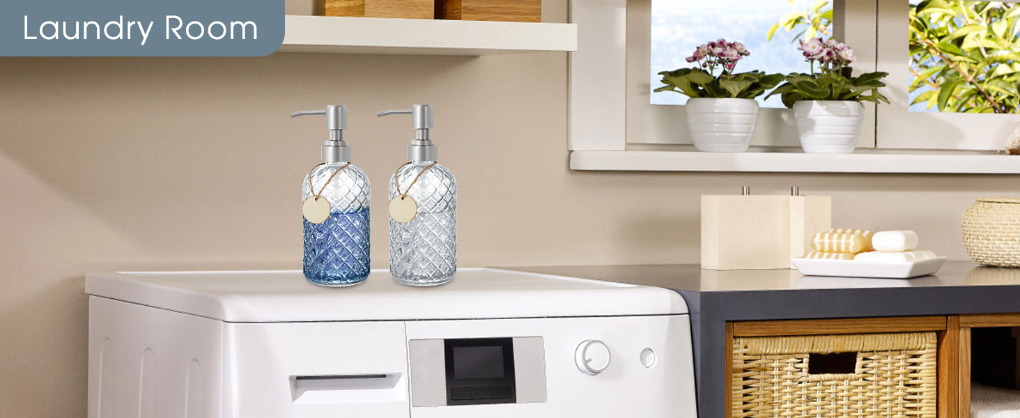 Скляні дозатори для мила Topsky (2 шт.), 400 мл, з нержавіючою помпою, для кухні та ванної кімнати