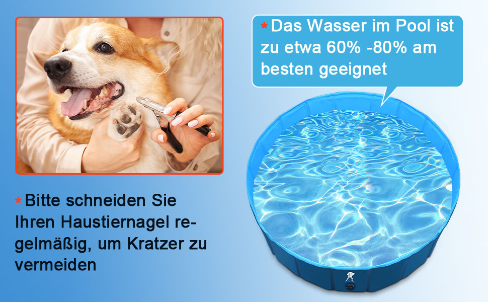 Dog Pool for Large & Small Dogs, Foldable Dog Splash Pool 160 * 30CM Dog Bathtub Stable Swimming Pool Pet Child Swimming Pool Non-Slip Portable Blue (140CM)