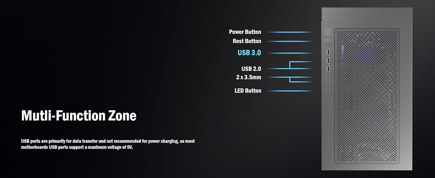 Корпус ПК KEDIERS ATX Tower для ігрового комп'ютера з загартованим склом (чорний, 3 вентилятори без LED)