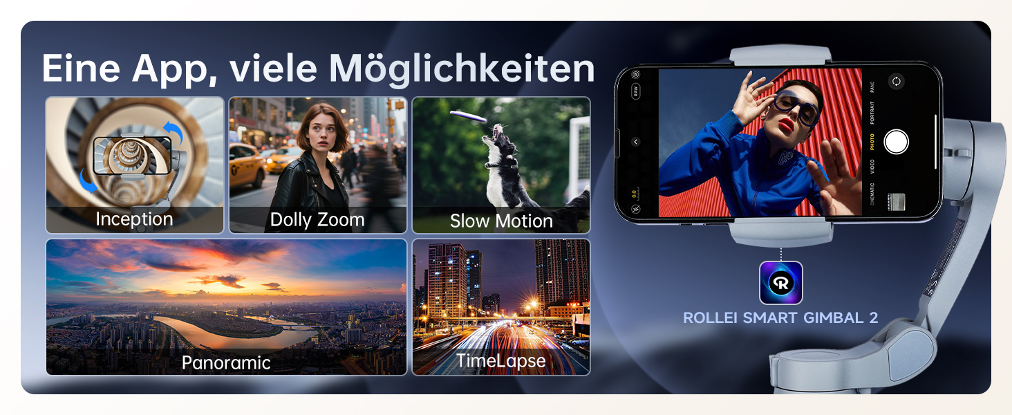 Rollei Steady Butler Mobil 3 SE: Gimbal для смартфонів з 3-осьовою стабілізацією, 280г, керування через додаток, сумісний з iPhone та Android