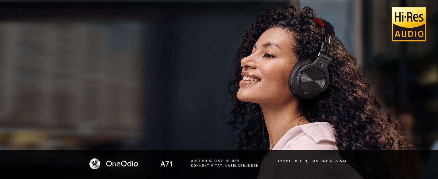 OneOdio A71: Професійні навушники Over-Ear для DJ та студійної роботи, з кабелем, Share Port, червоний