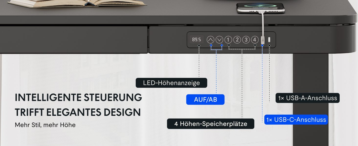 FLEXISPOT Electric Standing Desk with LED Display, Memory Function, USB Port & Drawer - 140x70cm, Luxury Black