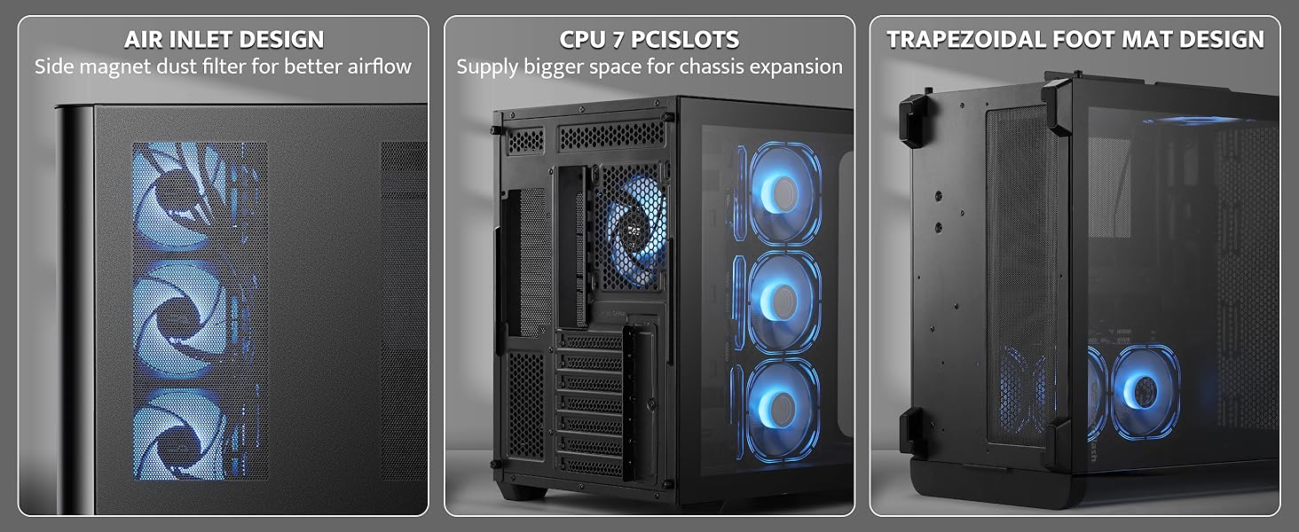 darkFlash ATX корпус для ігрового ПК Mid-Tower, 4 ARGB вентилятори, прозора передня панель, 2 камери, Typ-C, підтримка 2x360 AIO, чорний (DPW90)