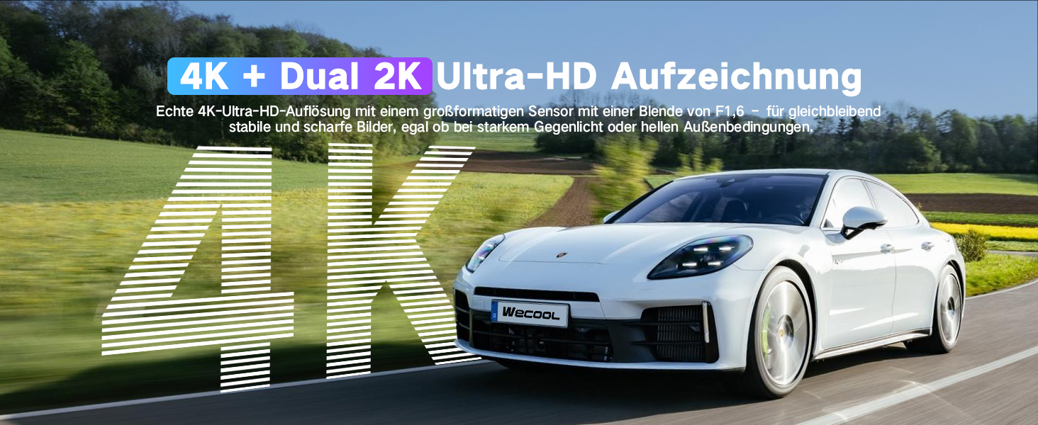 3-канальний автомобільний відеореєстратор 4K (передня, внутрішня та задня камери), кут огляду 170°/150°/150°, нічна зйомка, G-сенсор, циклічний запис, 24гд паркування, карта пам'яті 64 ГБ, чорний