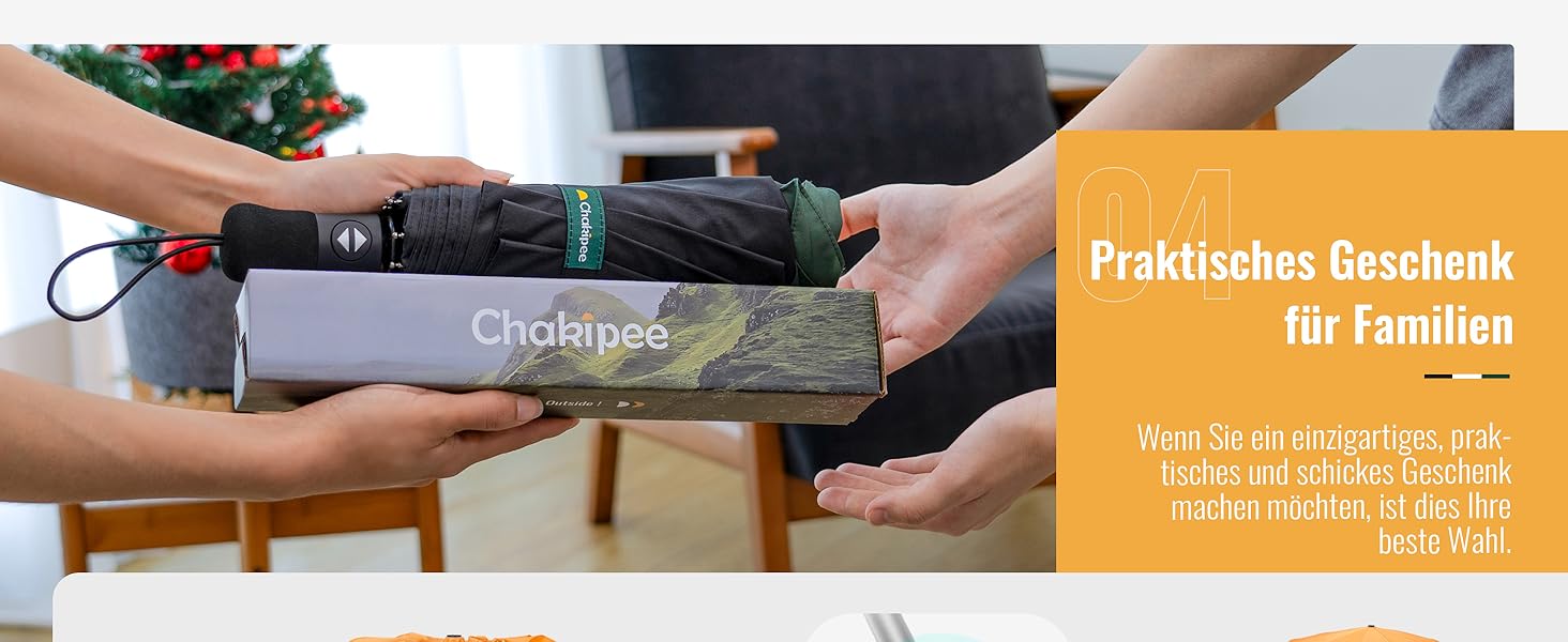Стійкий до вітру парасолька Chakipee Kompakter – червона, автоматична, для чоловіків та жінок, діаметр 102 см, 9 спиць