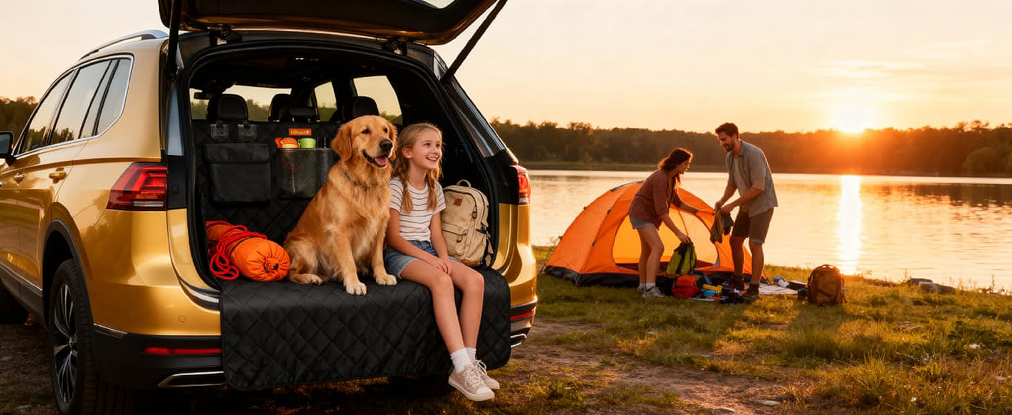 Захист для багажника автомобіля Alfheim для собак - водовідштовхуючий килимок, стійкий до розривів, з боковим захистом, срібного кольору