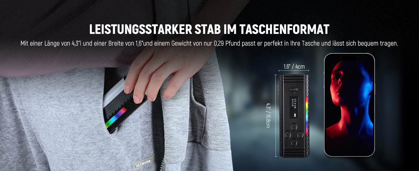 NEEWER LED відеосвітло з магнітним тримачем та штативом, RGB, 2500-8500K, 2500mAh, TL96RGB/TL97C (2 шт.)