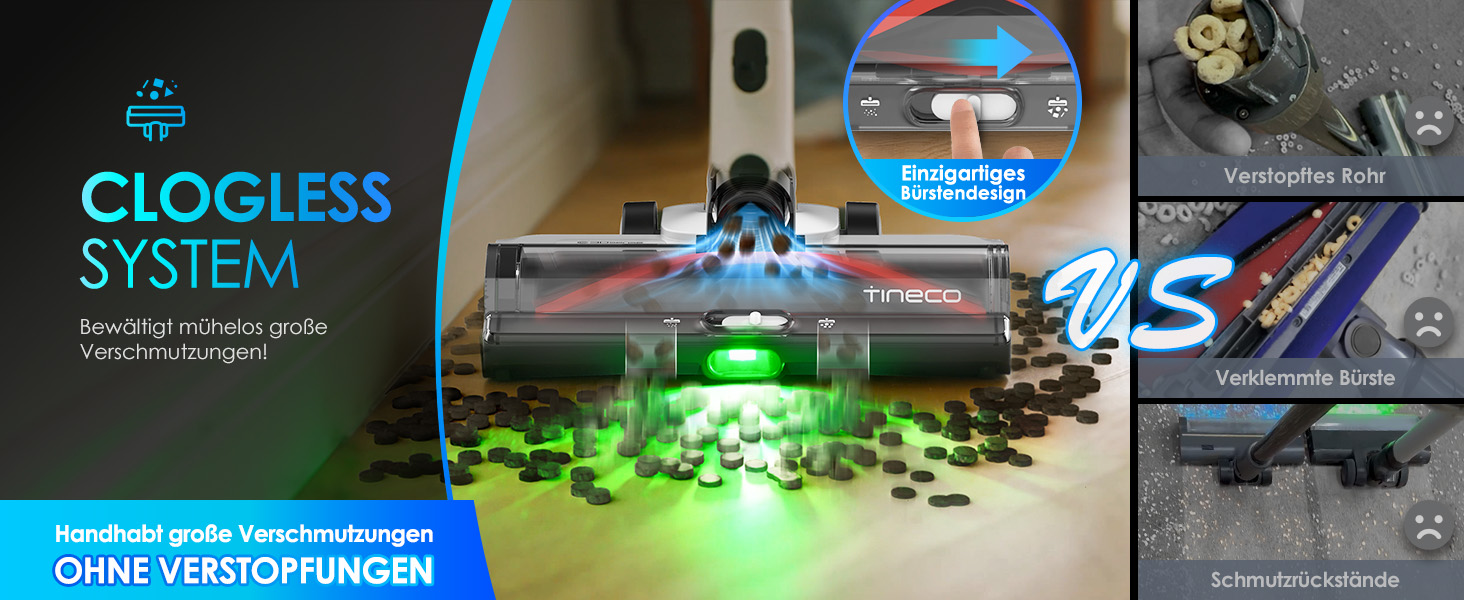 Бездротовий пилосос Tineco PURE ONE A50S Plus: потужний акумуляторний вертикальний пилосос з контейнером 1 л та турбощіткою ZeroTangle для видалення шерсті тварин. Ідеально підходить для твердих підлог.