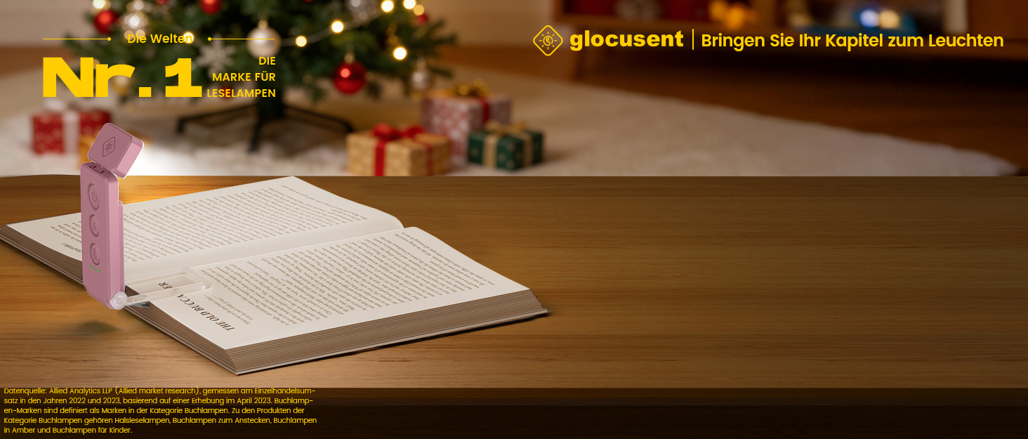 Світлодіодна кліпса для читання Glocusent 12 LED з затискачем, рожева: лампа для книги в ліжко, 5 кольорів, 5 рівнів яскравості, 100 годин роботи, для дітей та любителів читати
