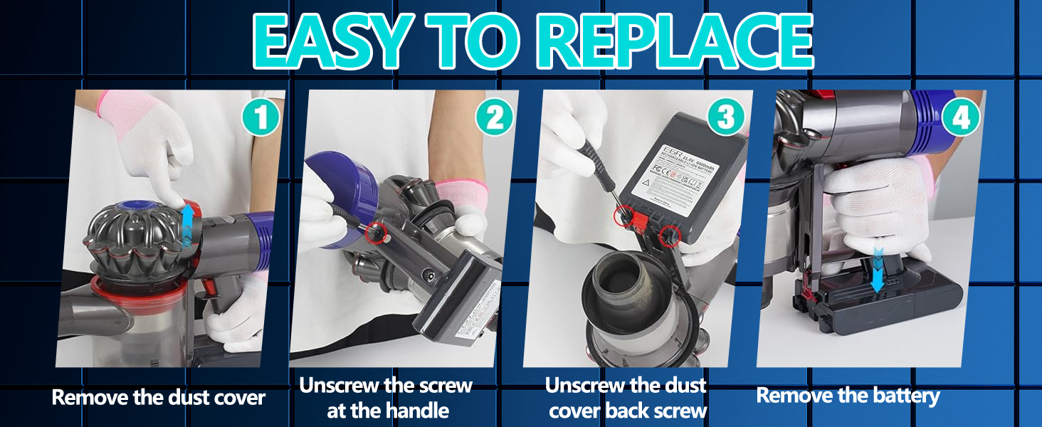 Запасний акумулятор 8000mAh V6 з LCD-дисплеєм для пилососів Dyson V6 DC58, DC59, DC61, DC62, DC72, DC74, SV03, SV05, SV06, SV07, SV09 (з 2 фільтрами)