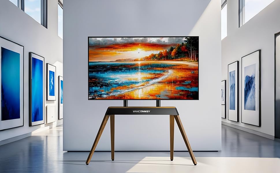 Підставка для телевізора Vanconwey Boden TV Ständer для LED/LCD екранів 40-86 дюймів, дерев'яно-металева, до 110lbs, VESA 600x400mm, горіх (VC-Z1818)