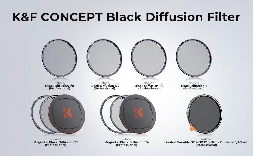 Фільтр K&F Concept Black Mist 1/8 62мм для відео та портретної фотографії (Nano-Xcel)