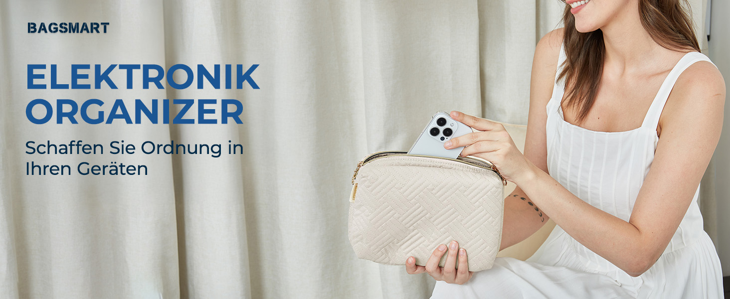 Органайзер для електроніки Bagsmart: рожевий кейс для кабелів, павербанку, USB-накопичувачів та SD-карт
