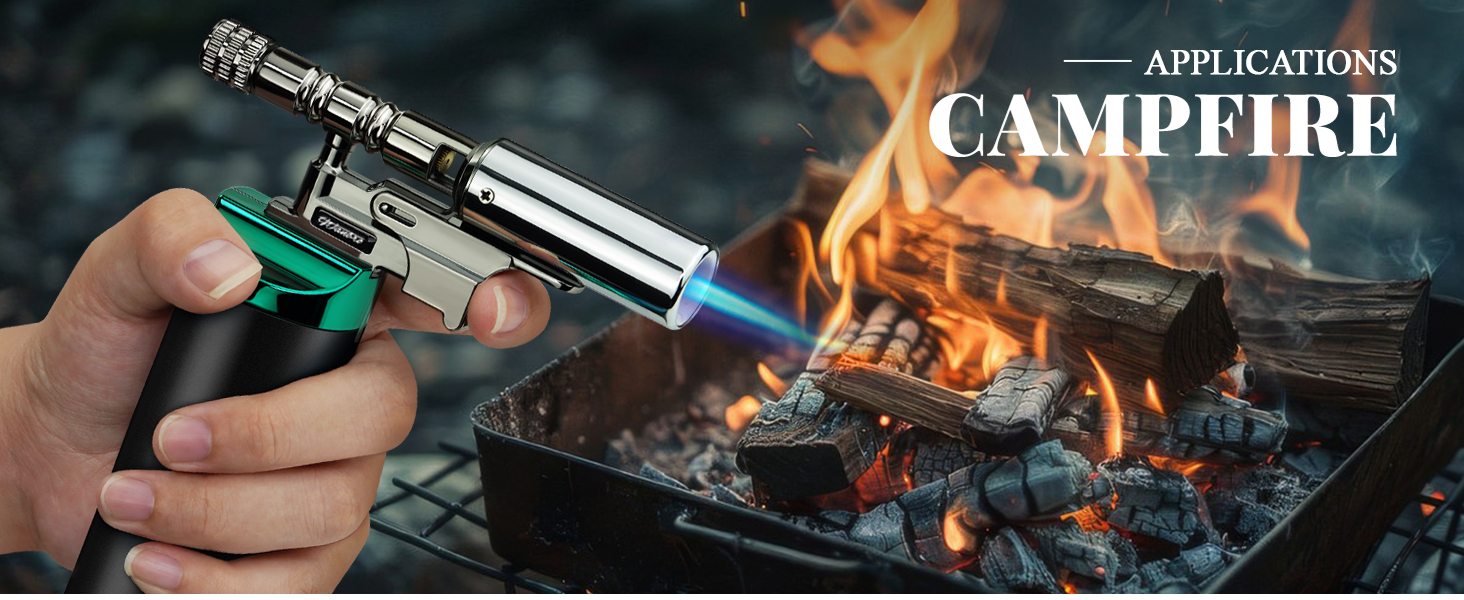 Газовий пальник для кухні Küchenbrenner: потужний Jet-полум'я, заправний бутаном, для крем-брюле, паяння (без бутану), чорний Wb009