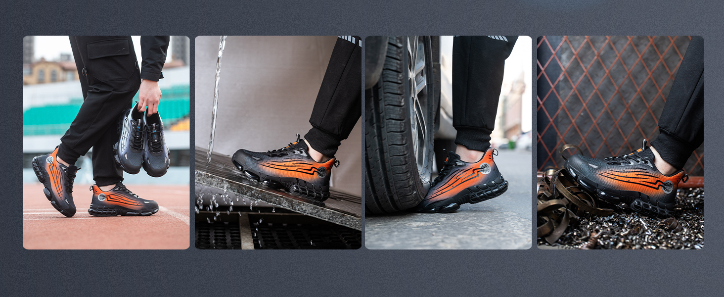 Робочі черевики AIMAYEE з металевим носком: легкі, дихаючі, для жінок та чоловіків, сірі та чорні, розмір 41 EU