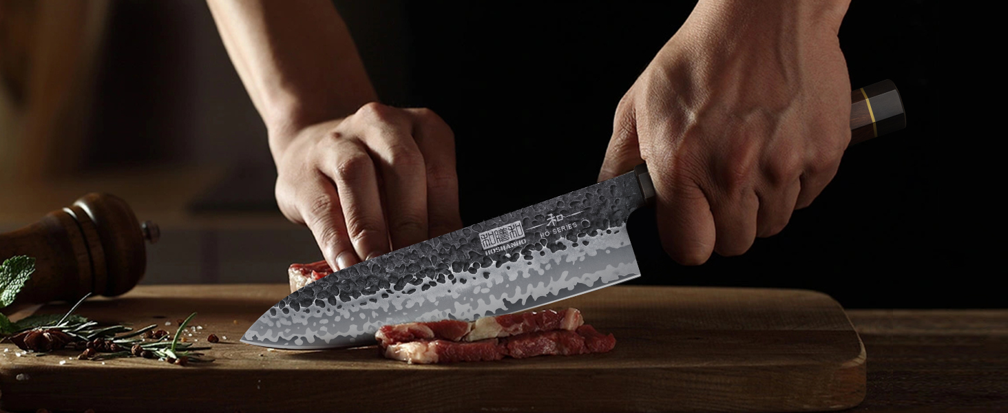 Професійний кухонний ніж HOSHANHO Gyuto з високовуглецевої сталі, надгостре японське шеф-лезо з руків'ям з палісандра