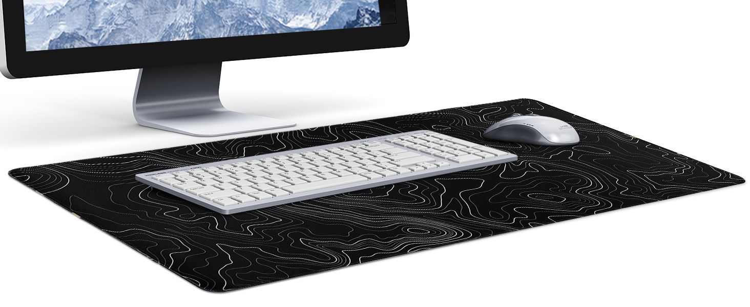 Ігровий килимок для миші Niviy Gaming Mousepad XXL 800x350мм, білий з топографічним принтом
