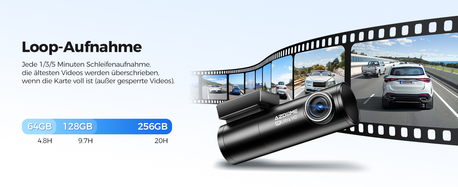 Відеореєстратор AZDOME Dashcam Auto Vorne Hinten 4K+1080P з WiFi, GPS, ADAS, Super Nachtsicht, G-Sensor та Parküberwachung