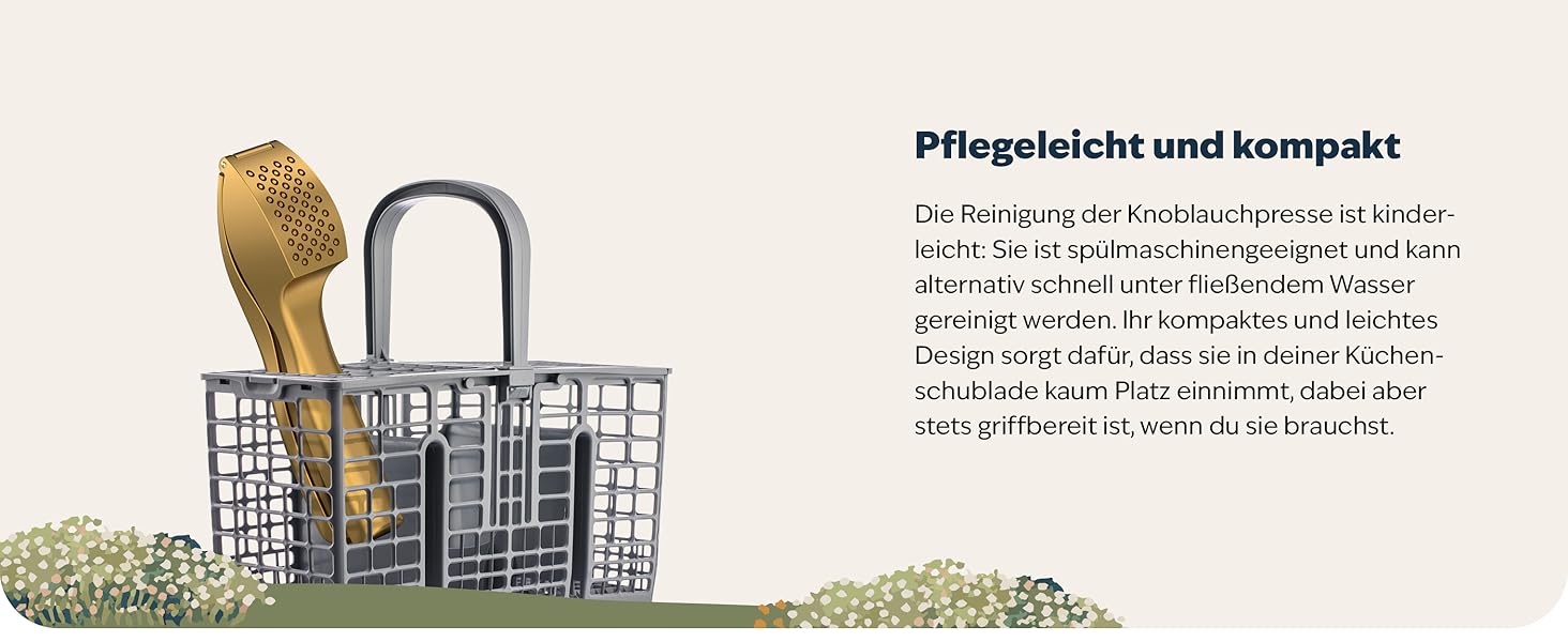 Преміум-прес для часнику Kjøk - з цинкової сплави, хромоване покриття, професійний, для миття в посудомийній машині, стильний, подарунок на День Матері (золотий)