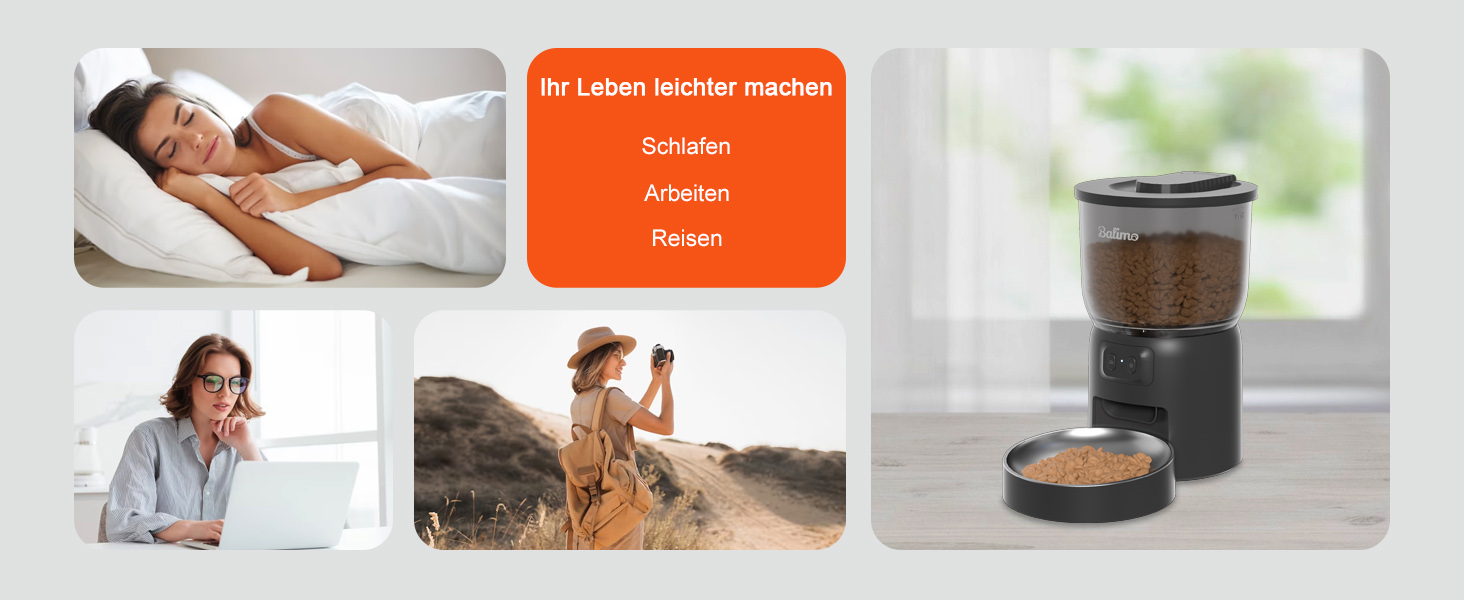 Автоматичний кормушка для котів Balimo 3L з Wi-Fi, програмування, для собак та котів, чорний