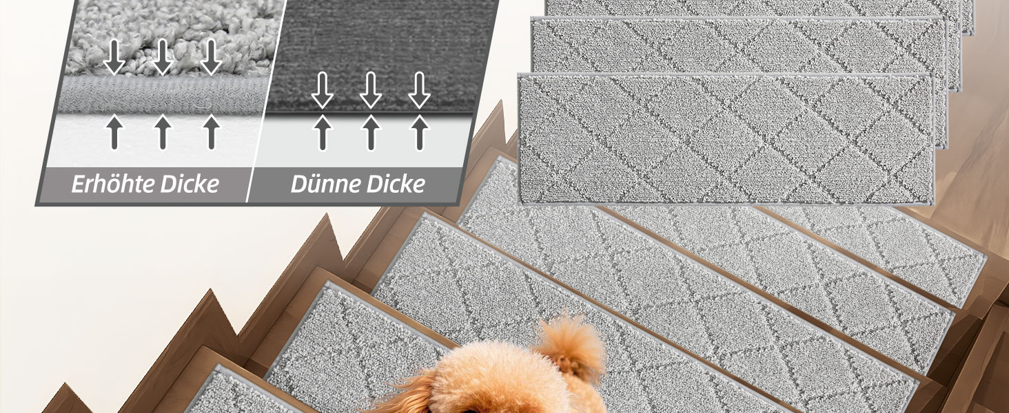 Ковзаючі сходи COSY HOMEER (4 шт.) 70x22 см, антиковзаючі, самоклеючі, машинне прання, 100% поліестер, TPE-підкладка, для дітей, літніх людей та домашніх тварин, сірі