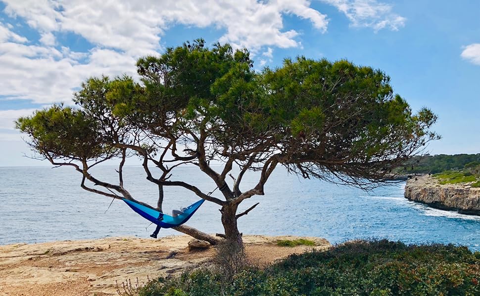 Гамак Ultraleicht: легкий, міцний, для кемпінгу та подорожей (зелений/хакі) – до 300 кг, 275 x 140 см