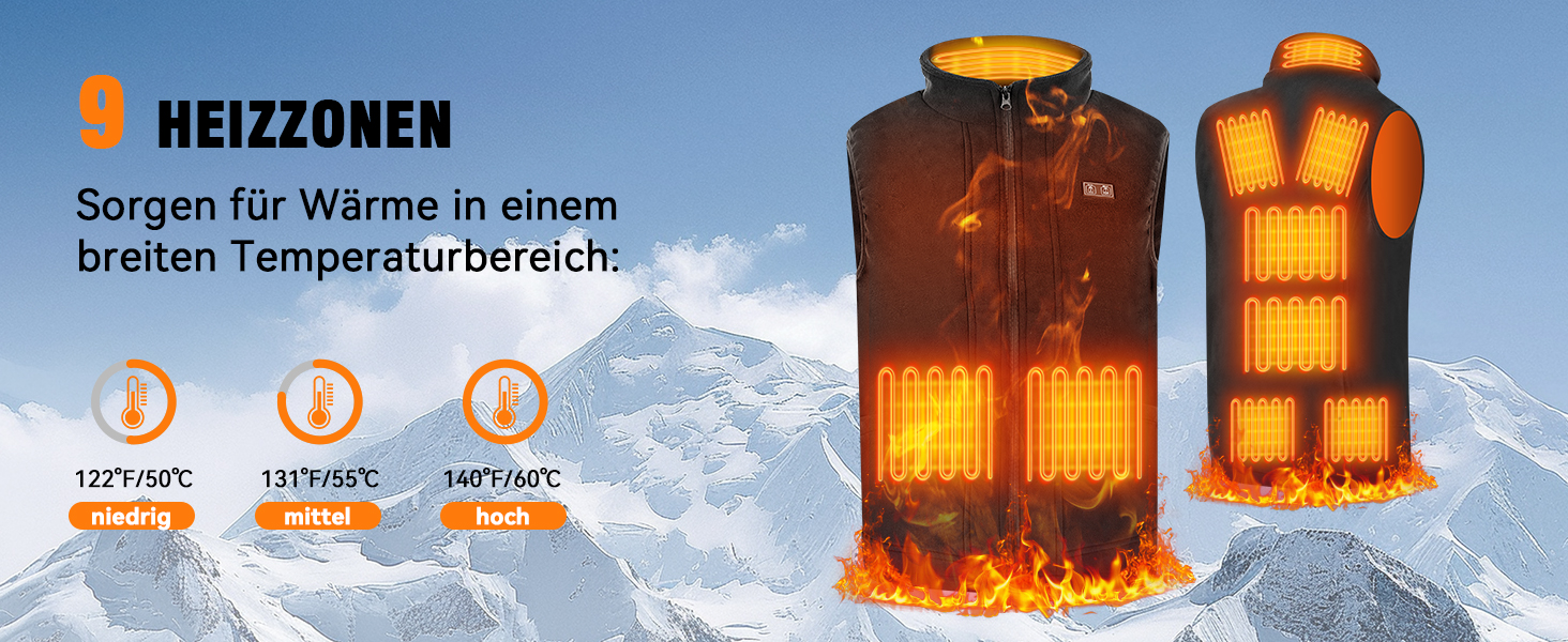 Обогреваемая жилетка з Powerbank (16000mAh), 3 режими нагріву, для чоловіків та жінок, Outdoor, скії, кемпінг