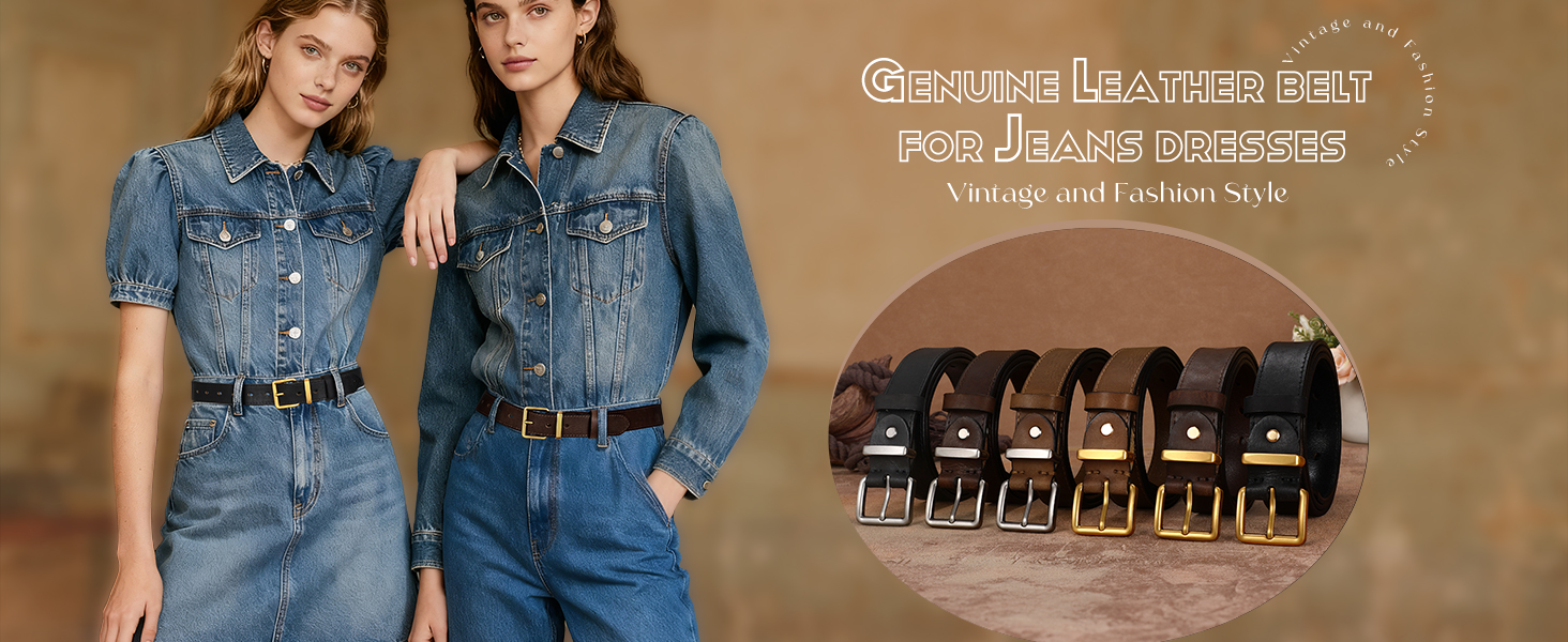Жіночий шкіряний ремінь SUOSDEY вінтажний, коричневий, ширина 3.3 см, для джинсів, штанів, суконь, золота/срібна пряжка, розмір 68-80 см
