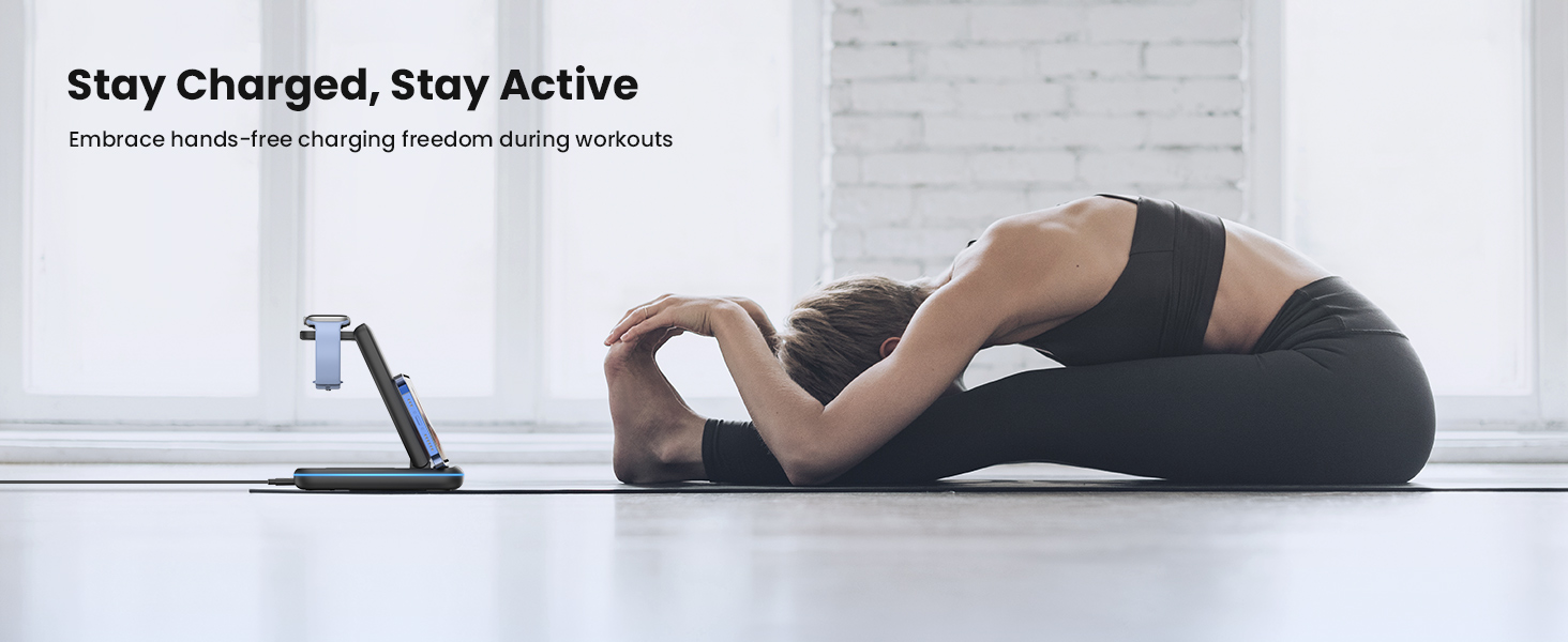 Бездротовий зарядний пристрій JoyGeek 3 в 1 для iPhone, Apple Watch, AirPods (Чорний)