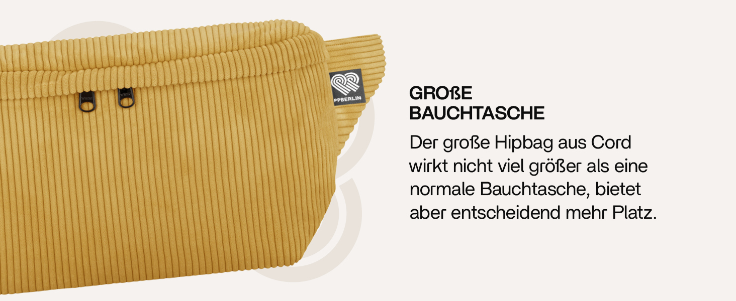 Чоловіча/Жіноча поясна сумка PP-Berlin чорного кольору з трьома відділеннями, ручної роботи, веганська, Made in Germany, для повсякденного використання та відпочинку