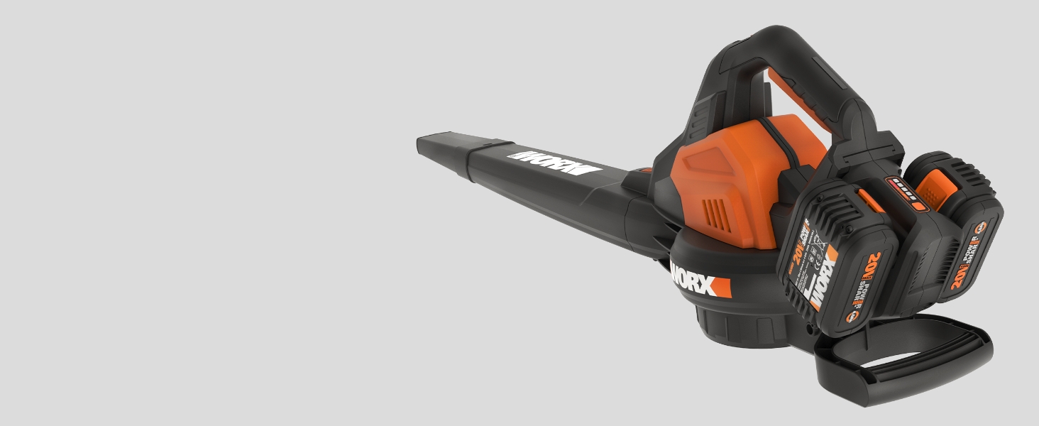 Акумуляторний повітродув та пилосос WORX WG583E.9 40В (2x20В), 2-в-1 для збору та всмоктування листя, мішок 35 л, без акумулятора і зарядного, чорний/помаранчевий