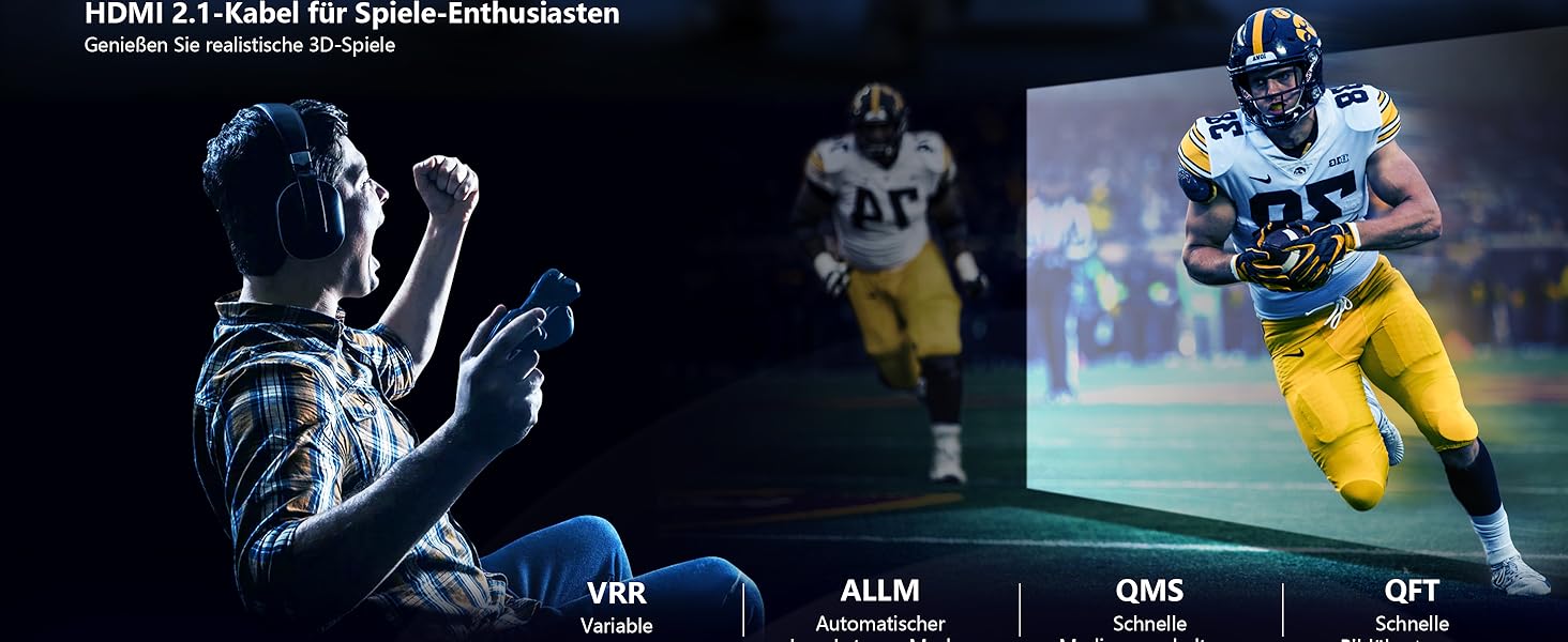 HDMI кабель Stouchi 2м 8K 4K Ultra High Speed з підтримкою eARC HDR10, 48Gbps, 144Hz, сумісний з RTX 3080, PS5, Xbox Series X, Fire TV, Roku TV, Samsung, Sony, LG (сірий)