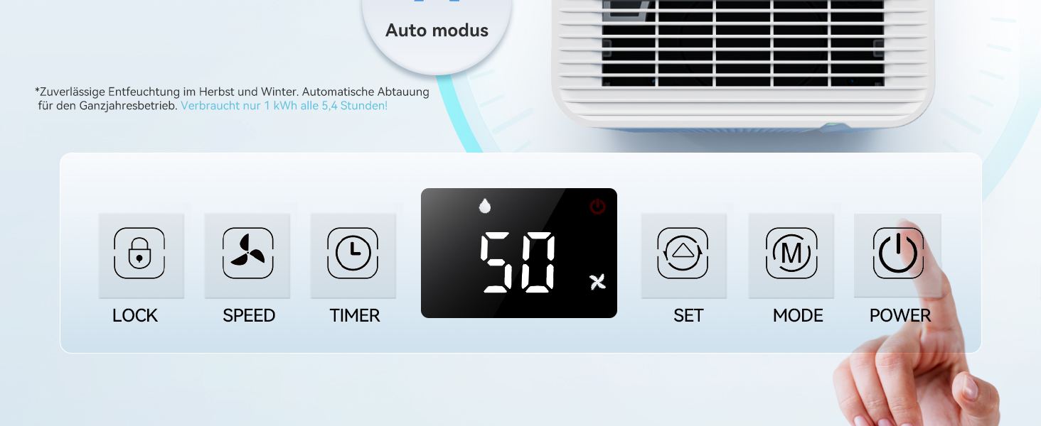 EUHOMY Електричний осушувач повітря 12л/24г, тихий та енергоефективний, з відведенням води, автоматичним розморожуванням, 3 режими, для квартири 25м²/122м³, спальні, підвалу