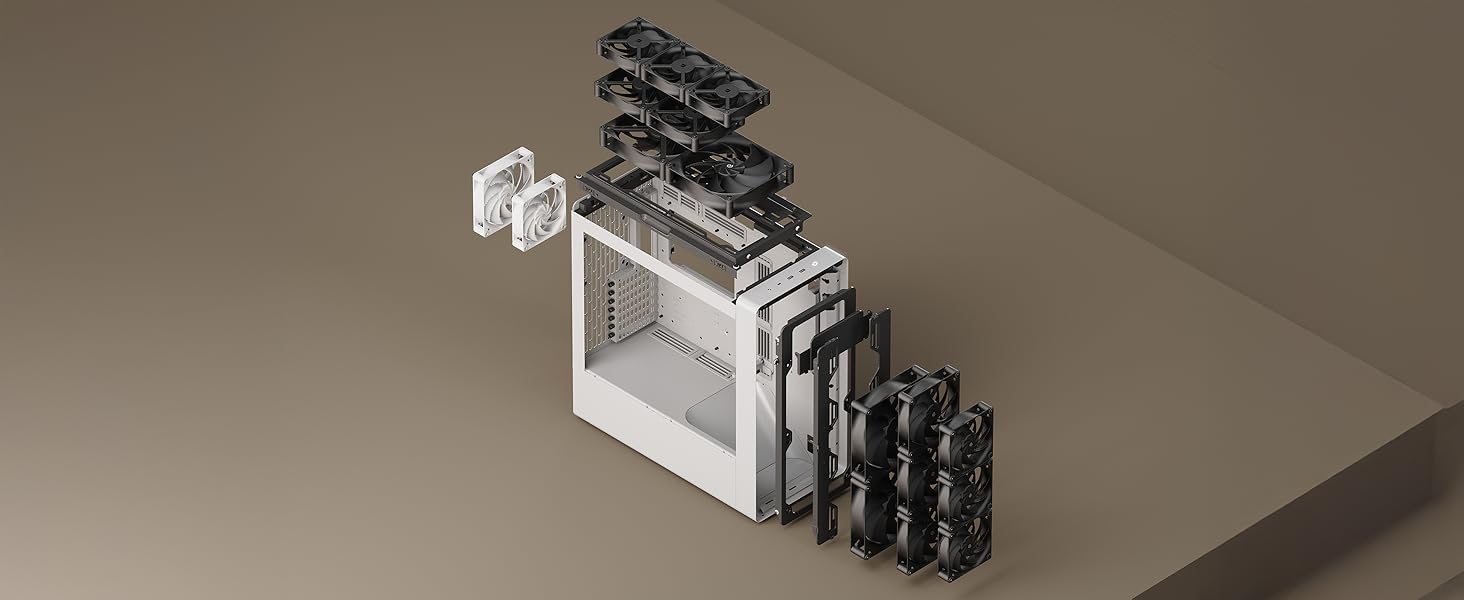 Корпус ПК HAVN Midi-Tower з 3 вентиляторами, Top Airflow, скло, чорний