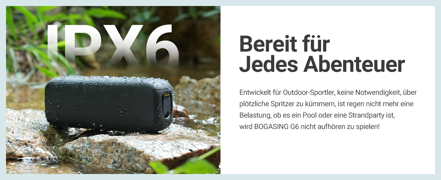 BOGASING G6: Портативна Bluetooth колонка 30W, 35 год, IPX6, USB, TF, AUX, мікрофон - Бежевий