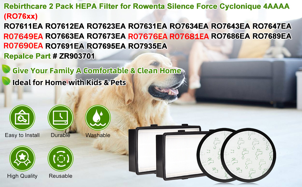 Фільтри Rebirthcare для пилососів Rowenta Silence Force Cyclonic (ZR903701, RO76xx)