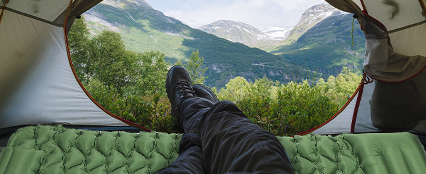 Саморозкладаючий килимок для кемпінгу TVWVT: легкий, з помпою, для подорожей та рюкзака