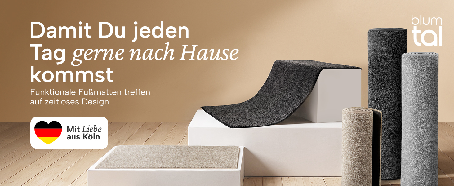 Килимок вхідний Blumtal 50x80 см, мікрофібра, протиковзний вологостійкий килим для бруду бежевий