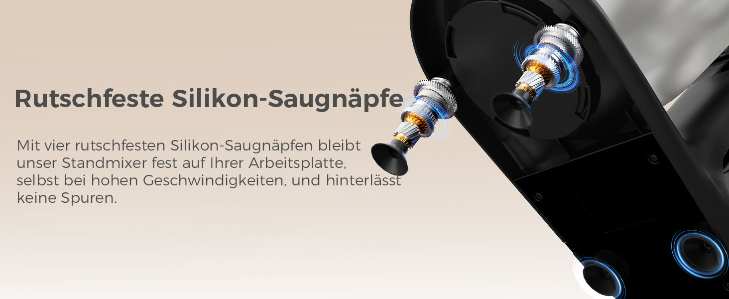 Кухонна машина YASHE 1500W з чашами 4.5 та 5L, 10+ швидкостей, нахильний корпус, гак для тіста, вінчик та насадка для збивання, багатофункціональна