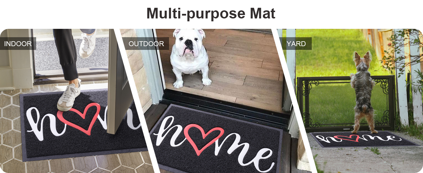 Килимок Homaxy Hello для дому та вулиці, антиковзний, сірий 60x90 см, чорний 44x76 см, прямокутний, для вхідної групи, саду, приміщення