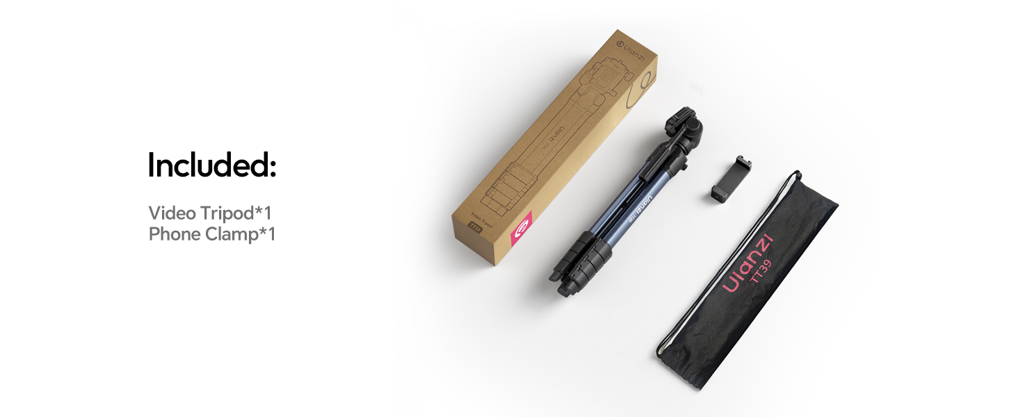 Штатив ULANZI TT39 155cm для камери з поворотним на 360° та нахильним (-80°/+90°) кріпленням, легкий штатив з тримачем для телефону, туристичний штатив сумісний з DSLR, мобільними телефонами (вага 0,95 кг, вантажопідйомність 8 кг)