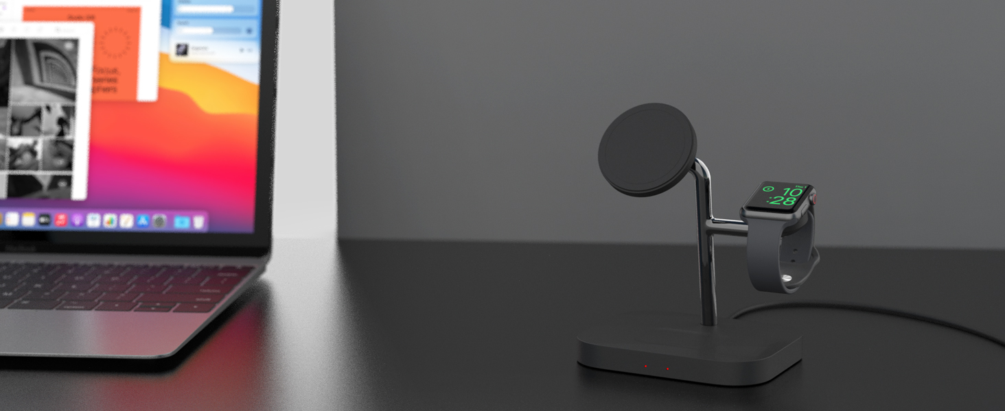 Бездротова зарядка Boaraino 3-в-1 для iPhone 17/16/15/14/13/12, Apple Watch та AirPods, чорний