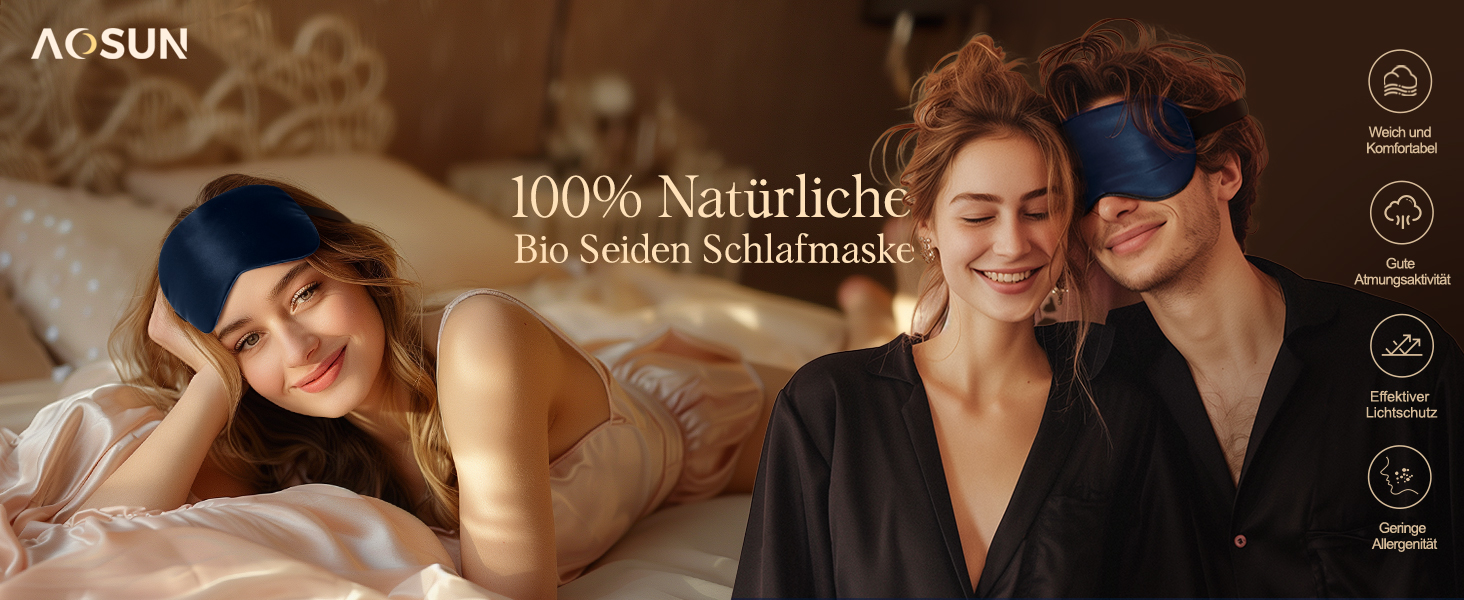 Шовкова маска для сну Aosun Luxus, 100% шовк 22 momme, для жінок та чоловіків, ідеальна для розслаблення та здорового сну, подарунок на Різдво, День народження