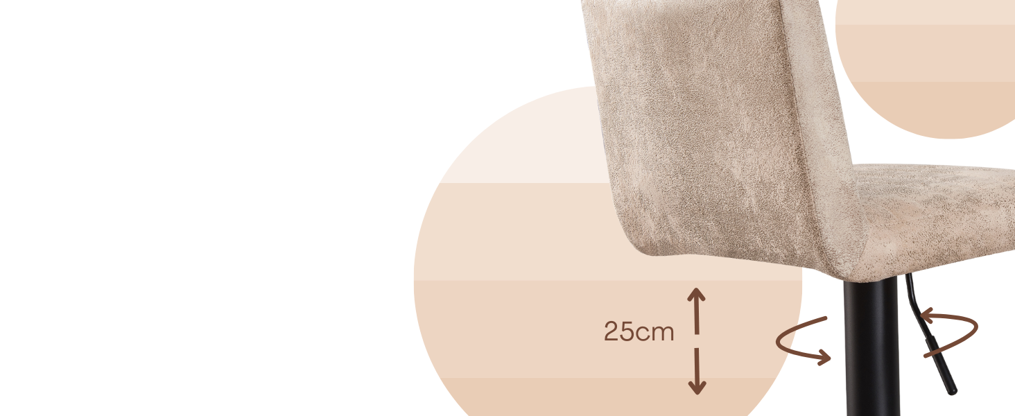 JYMTOM Adjustable Bar Stools Set - Velvet Upholstered Swivel Counter Stools for Bar, Kitchen, Bistro, Cafe & Dining Room (Set of 4, Beige)