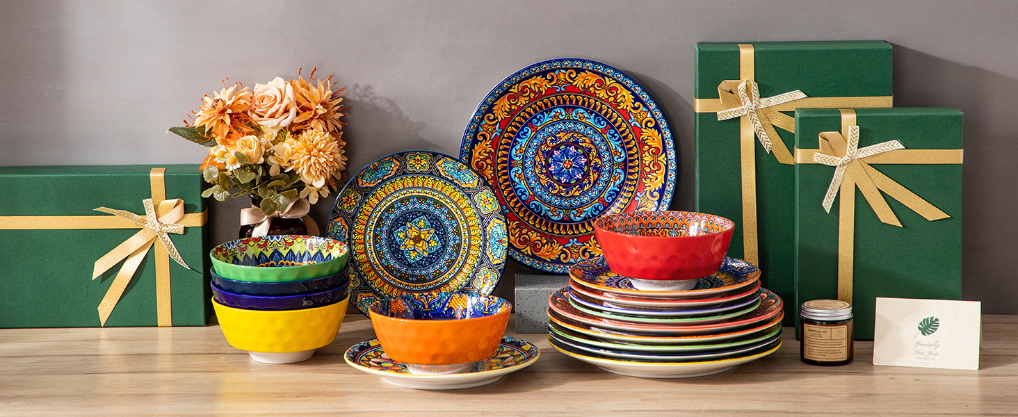 Набір посуду Porzellan vancasso 18 предметів (6 осіб) – тарілки, десертні тарілки, миски, серія KRVI