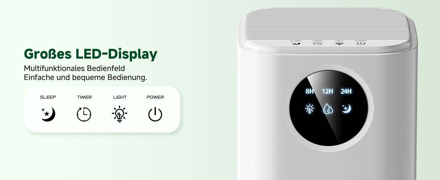 Електричний осушувач повітря 1800 мл, енергозберігаючий, для спальні та ванної кімнати, 22,5W, тихий, з режимом сну, таймером, автовимкненням (580 мл/день)