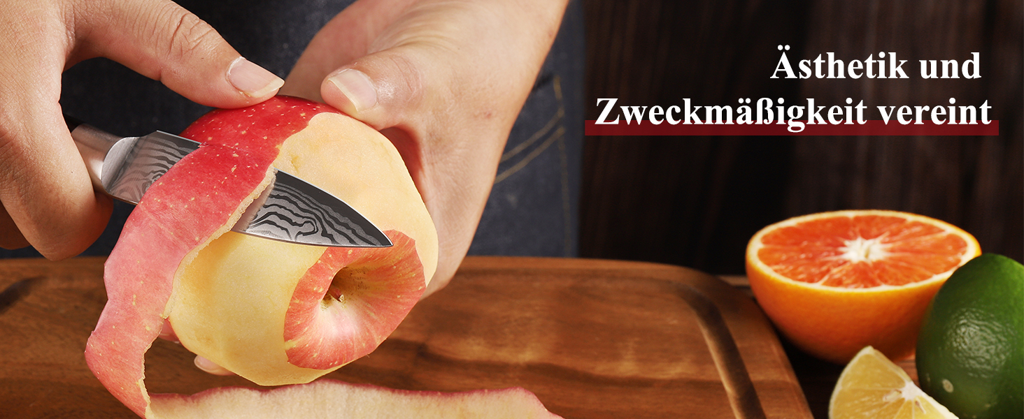 Ніж Sunnecko 9см для овочів та фруктів: універсальний кухонний ніж зі зручною ручкою з нержавіючої сталі