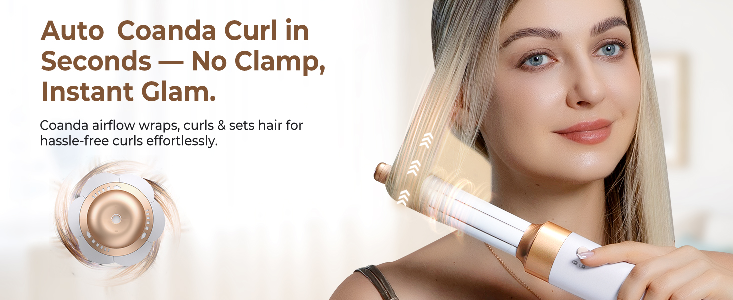 UKLISS Air Styler 7 в 1: фен-щітка з 7 насадками для сушіння, укладання та об'єму волосся, іонізація, білий